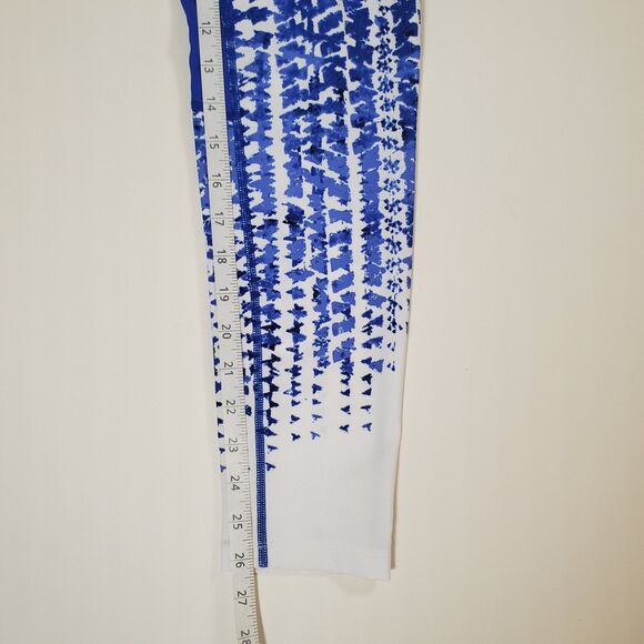 Calvin Klein Women's Leggings Medium Blue White Abstract Mid-rise Yoga Workout - Picture 9 of 10